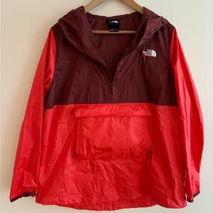 The North Face Med Women’s  Hoodie Lightweight Windbreaker Jacket Pullover RED